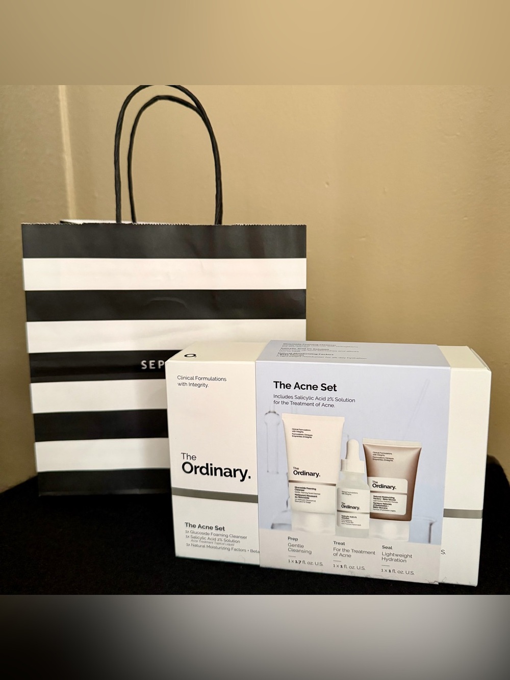 Brand New The Ordinary Acne Kit in White and Black Packaging